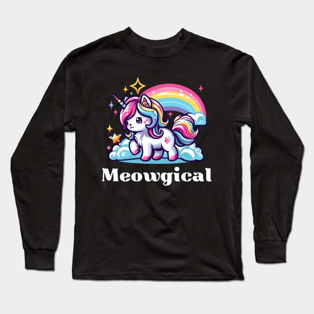 Meowgical - Unicorn Cat Long Sleeve T-Shirt by Kawaii N Spice